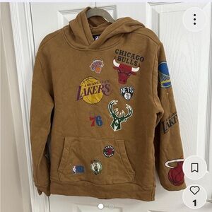 Hollister Brown Hoodie with NBA Team Logos